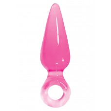 Розовая анальная пробка с кольцом Pleasures Plug Mini - 9 см.
